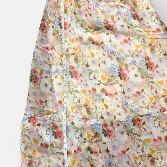 MELLODAY Women's Off White Floral Satin A-Line Maxi Skirt Large NWT - Picture 5 of 7